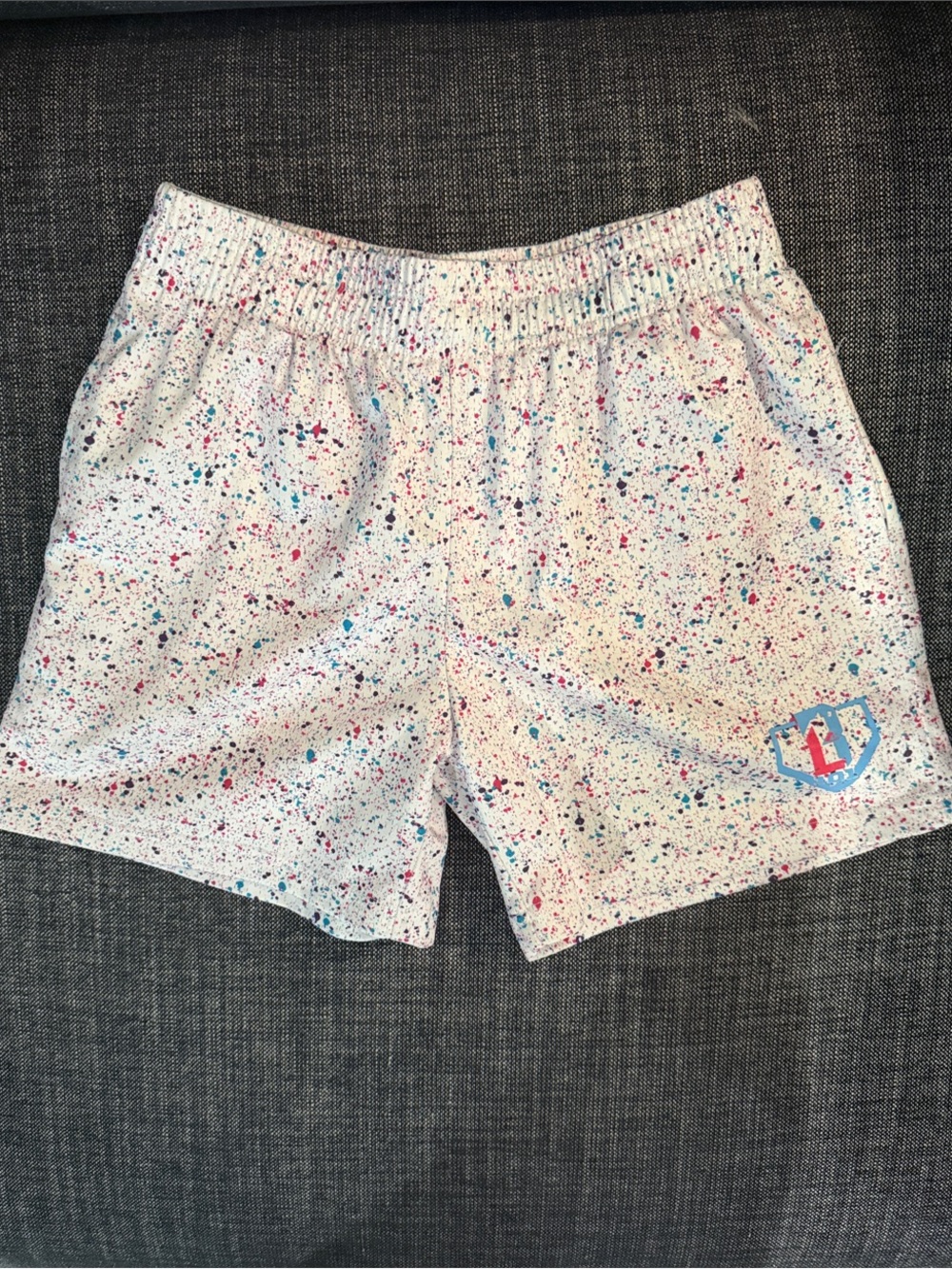 Kids White Splatter Print Shorts with Elastic Waist